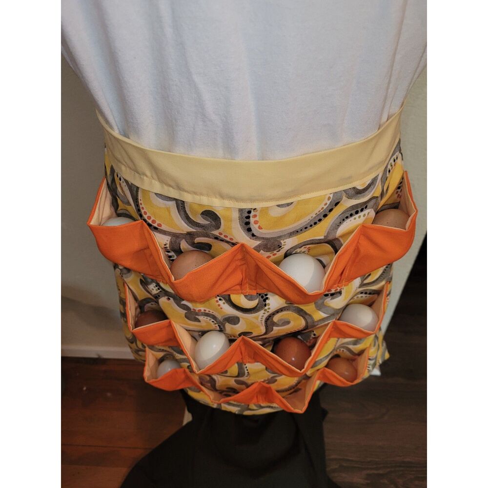 Handmade Egg Gathering Apron - 12 Pocket Chicken Egg Collector Homestead Helper